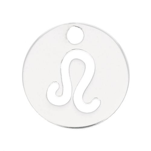 Dije redondo 10 mm - signo del zodiaco Lion - de Plata 925x1