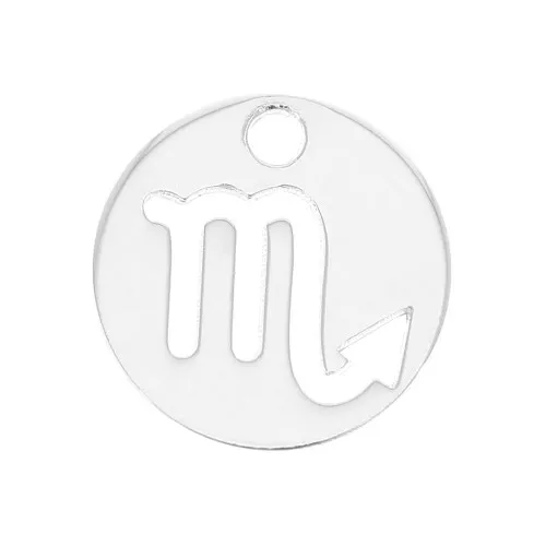 Dije redondo 10 mm - signo del zodiaco Scorpion - de Plata 925x1