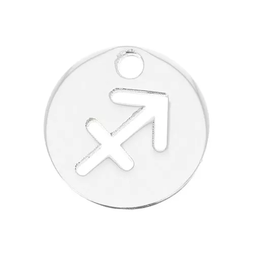 Dije redondo 10 mm - signo del zodiaco Sagittaire - de Plata 925x1