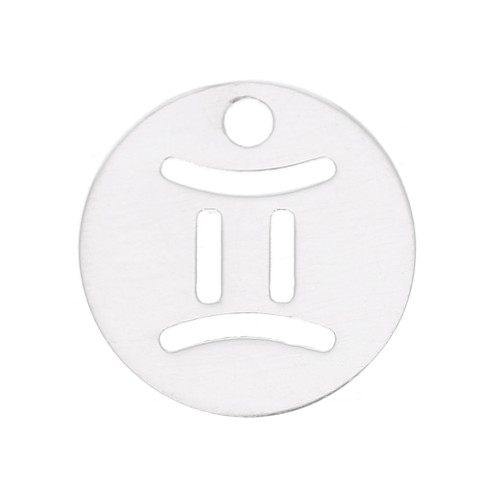 Dije redondo 10 mm - signo del zodiaco Gémeaux - de Plata 925x1