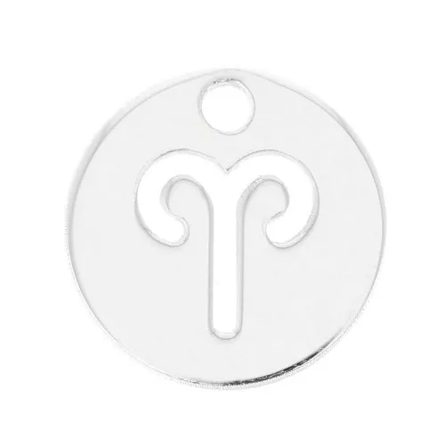 Dije redondo 10 mm - signo del zodiaco Bélier - de Plata 925x1