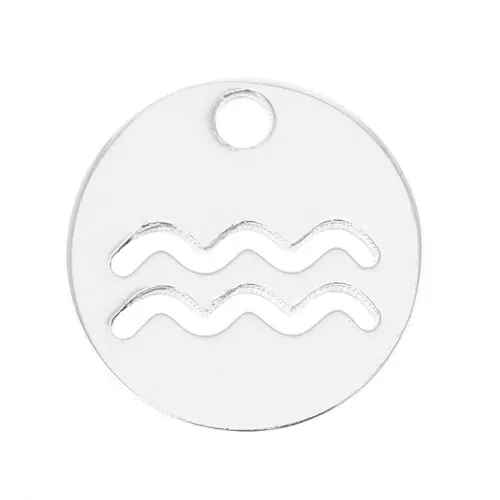 Dije redondo 10 mm - signo del zodiaco Verseau - de Plata 925x1