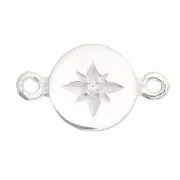 Entrepieza redondo con patrón de estrella del norte 8 mm Plata 925 - Crystal x1