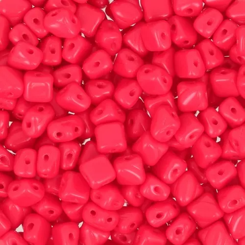 Cuentas de vidrio 2 agujeros Silky Bead Dia 5x5 mm Red Corail x50