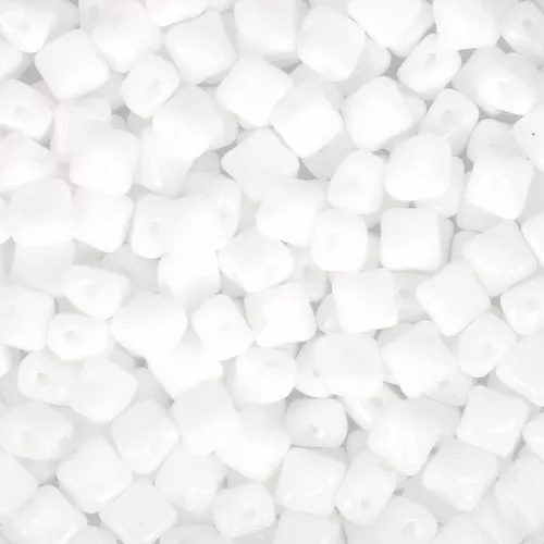 Cuentas de vidrio 2 agujeros Silky Bead Dia 5x5 mm Opaque White x50