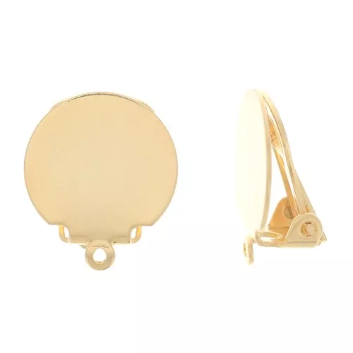 Ganchos de pendientes bandeja con anilla cerrada - 15 mm - Dorado à l'or fin x2
