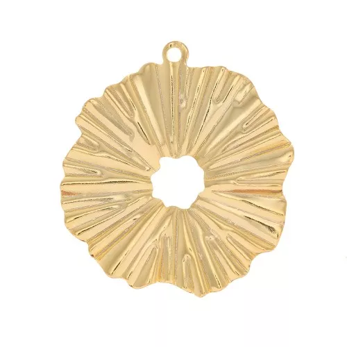Colgante redondo irregular calado efecto arrugado 19x17 mm - Dorado oro fino x1