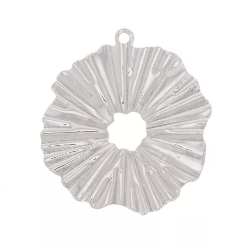Colgante redondo irregular calado efecto arrugado 19x17 mm - Rhodié x1