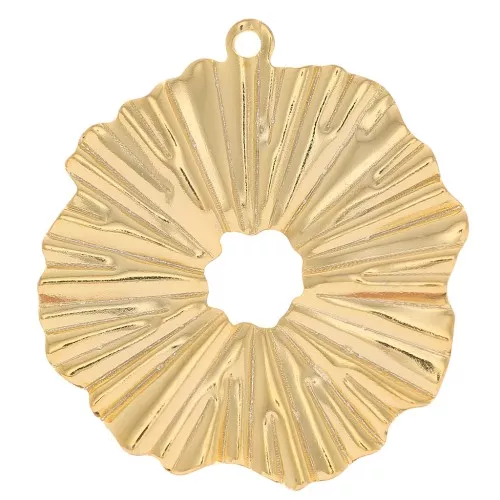 Colgante redondo irregular calado efecto arrugado 25x23 mm - Dorado à l'or fin x1