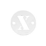 Entrepieza redondo 2 agujeros letra X 8.5 mm en Plata 925 x1