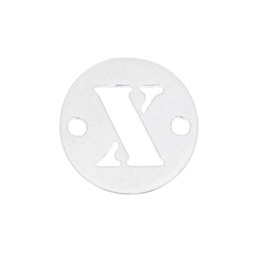 Entrepieza redondo 2 agujeros letra X 8.5 mm en Plata 925 x1