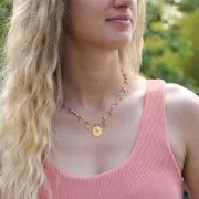 Cadena diamante fantasía con cuentas pequeñas 13 mm Dorado x 20cm