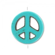 Cuenta Peace de Howlite tintado 15 mm Turquesa x1