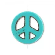 Cuenta Peace de Howlite tintado 15 mm Turquesa x1