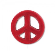 Cuenta Peace de Howlite tintado 15 mm Rojo Coral x1