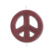 Cuenta Peace de Howlite tintado 15 mm Chocolate x1
