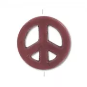 Cuenta Peace de Howlite tintado 15 mm Chocolate x1