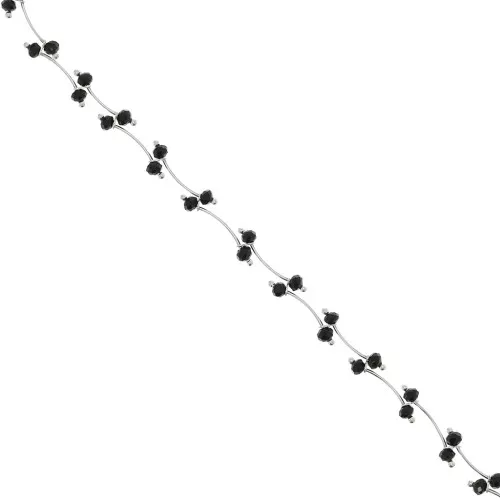 Cadena de fantasía 7.4 mm - Plateado - Negro x50cm