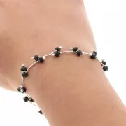 Cadena de fantasía 7.4 mm - Plateado - Negro x50cm