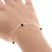 Cadena de fantasía 4 mm - Plateado - Negro x50cm