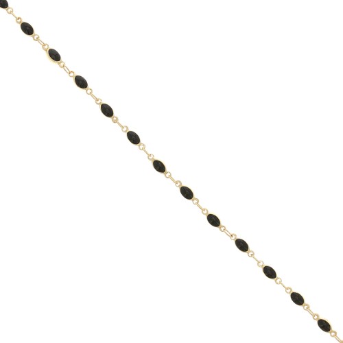 Cadena de fantasía 3.1 mm - Dorado - Negro x50cm