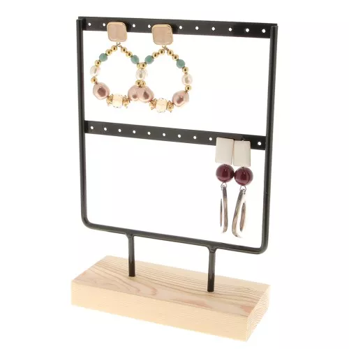 Organizador de joyas 21.5x15 cm de metal y madera - Negro x1