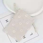 Bolsa de algodón con motivos florales - 95x135 mm - Beige - Rojo - Blanco x1