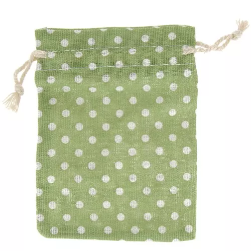 Bolsa de algodón con motivos florales - 95x135 mm - Verde claro - Blanco x1