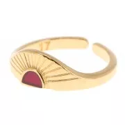 Anillo ajustable étnico resina epoxi - Dorado oro fino - Rojo x1
