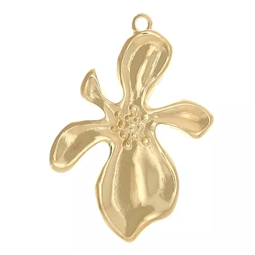 Colgante flor 36x26 mm - Dorado con oro fino x1