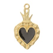 Colgante corazón Ex-voto 27x15 mm - Dorado con oro fino - Negro x1|raw }}