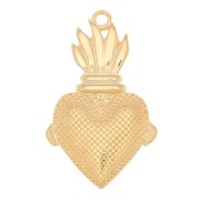Colgante corazón Ex-voto con flores 31x19 mm - Dorado con oro fino x1