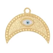 Colgante de media luna con motivo de ojo resina 18x22mm - Dorado con oro fino x1