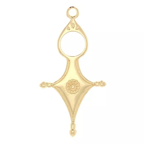 Colgante de estilo étnico Tuareg 33x17 mm - Dorado con oro fino x1
