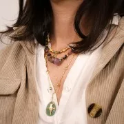 Colgante de estilo étnico Tuareg 33x17 mm - Dorado con oro fino x1