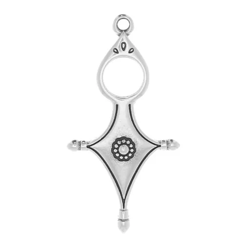 Colgante de estilo étnico Tuareg 33x17 mm - Plateado envejecido x1