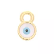 Mini dije ronde - motif oeil en résine époxy 7x4.5 mm - Dorado con oro fino x1