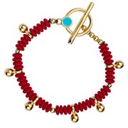 Dije boule 12x6.5 mm - Dorado con oro fino x1