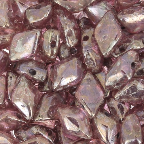 Cuentas de cristal Gemduo 2 agujeros 8x5 mm Crystal Gleam Green Glaze x10g