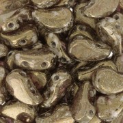 Cuentas de vidrio dos agujeros Paisley Duo 9x5.5mm Crystal Gleam Spread Glaze x10g