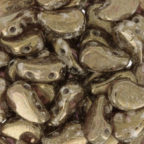 Cuentas de vidrio dos agujeros Paisley Duo 9x5.5mm Crystal Gleam Spread Glaze x10g