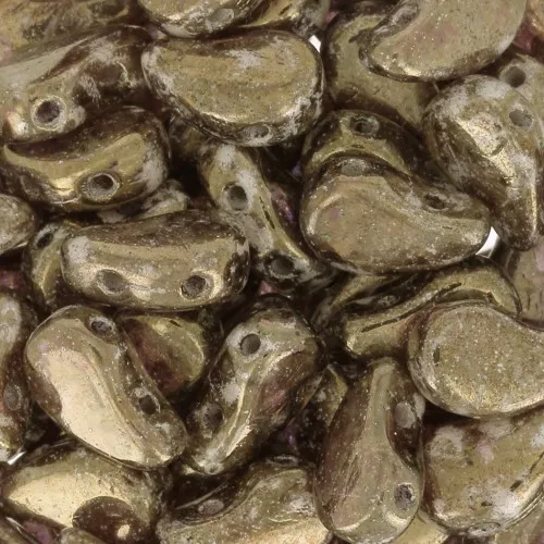 Cuentas de vidrio dos agujeros Paisley Duo 9x5.5mm Crystal Gleam Spread Glaze x10g