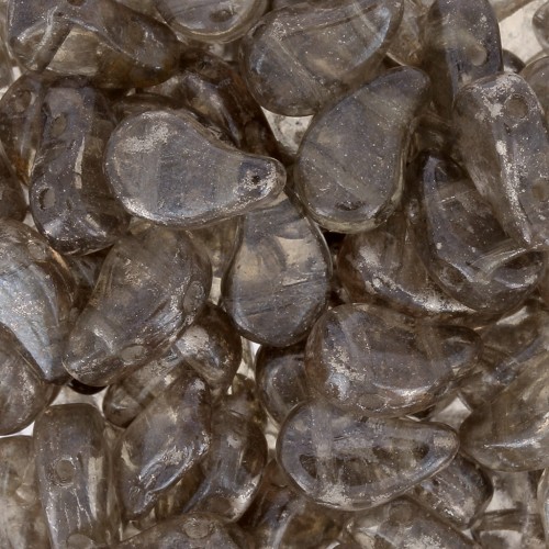 Cuentas de cristal Paisley 2 agujeros 9x5.5 mm Crystal Gleam White Glaze x10g