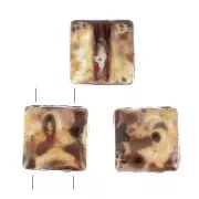 Cuentas de cristal Fixer 2 agujeros 8x8 mm Opaque White Dark Travertin x10g