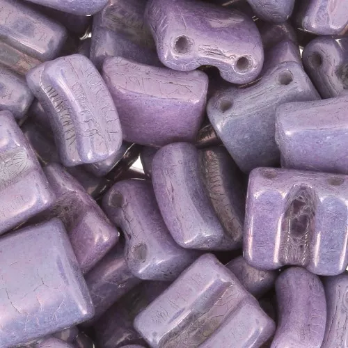 Cuentas de cristal Fixer 2 agujeros 8x8 mm Opaque Luster Amethyst x10g