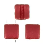 Cuentas de cristal Fixer 2 agujeros 8x8 mm Red Metallic Mat x10g