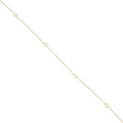 Cadena Forçat con cuentas de imitación de nácar 4,5mm - Gold filled - Blanco x20cm|raw }}
