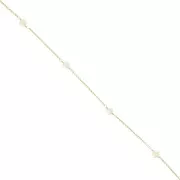 Cadena Forçat con cuentas de imitación de nácar 4,5mm - Gold filled - Blanco x20cm