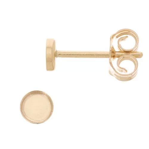 Pendientes de cabujón redondo 3 mm - Gold Filled x2