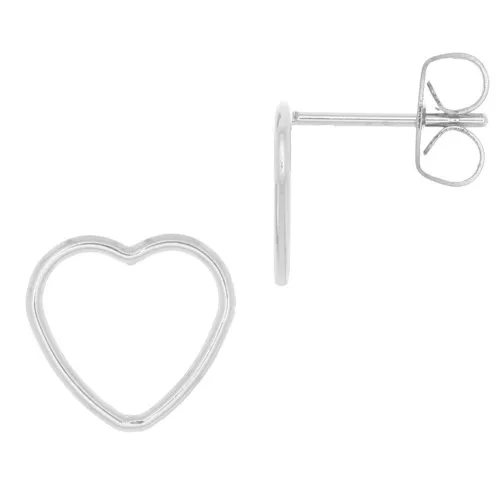 Tachuelas Corazón Hueco 9x10 mm - Plata 925 x2
